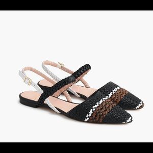 Jcrew woven white brown and black pointed flats